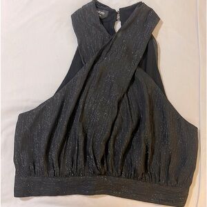 bebe: Women's Black Sparkly Sleeveless Top Size L